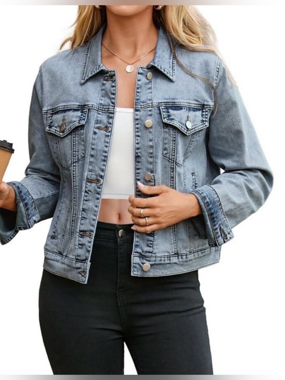 Vintage-style trucker Arizona Jean Co featuring a classic acid wash finish.